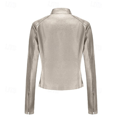 Comfortable Leather Zipper Pocket Jacket Faux Women's
