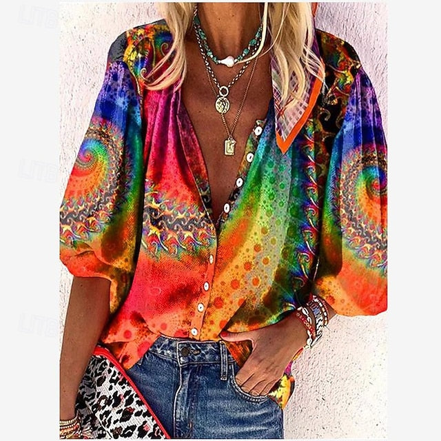 Women's Shirt Long Sleeve Button Down Blouse Daily Basic