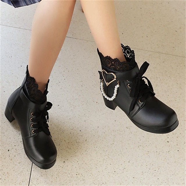 Wedding Shoes Women's Boots Lace-Up White Ankle – Bridal