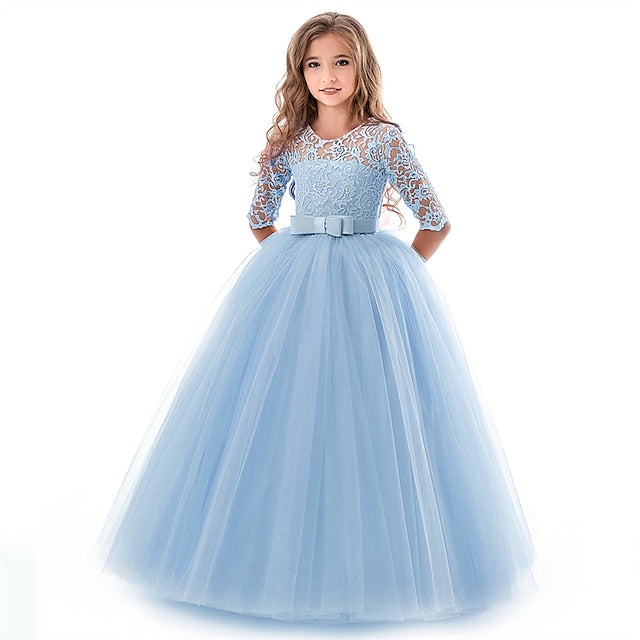 Girls' Sleeve Wedding Girl Dress Flower Half Kids