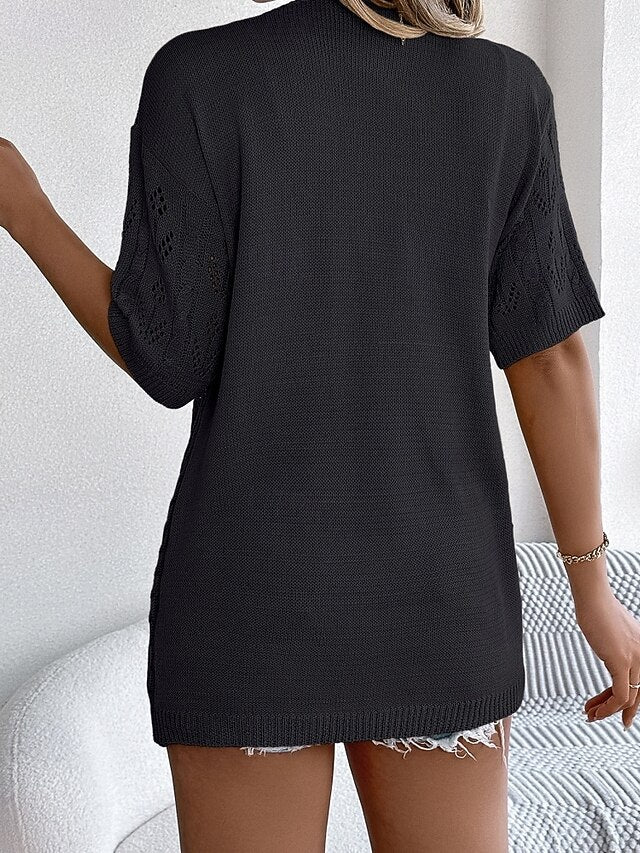 Women's Tunic Blouse Eyelet top Eyelet Plain Stylish