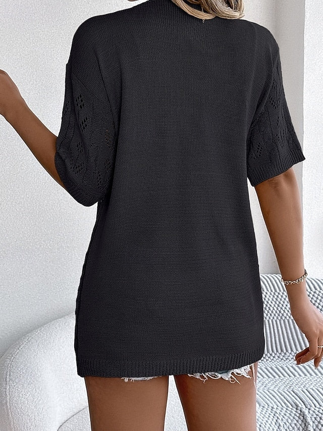 Women's Tunic Blouse Eyelet top Eyelet Plain Stylish