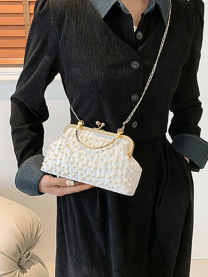 Elegant Vintage Bag – Beaded Evening Clutch Pearl Women's