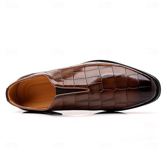 Burgundy Men's Shoes Slip-On Crocodile – Pattern
