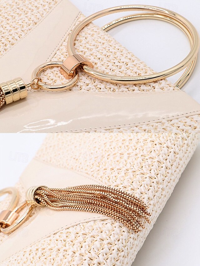 with Elegant Woven Purse Handbag Straw Clutch Women's –
