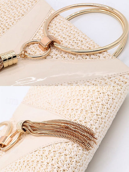 with Elegant Woven Purse Handbag Straw Clutch Women's –