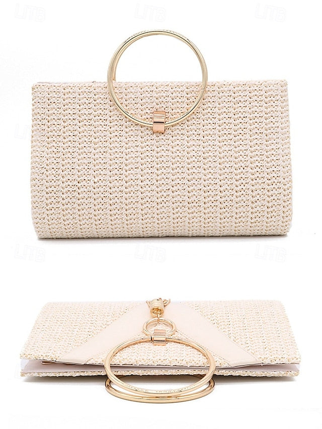 with Elegant Woven Purse Handbag Straw Clutch Women's –