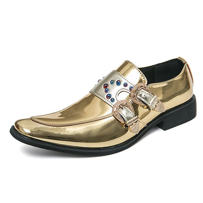 Metallic Loafers – Men's Fashion Shoes Pink Buckle