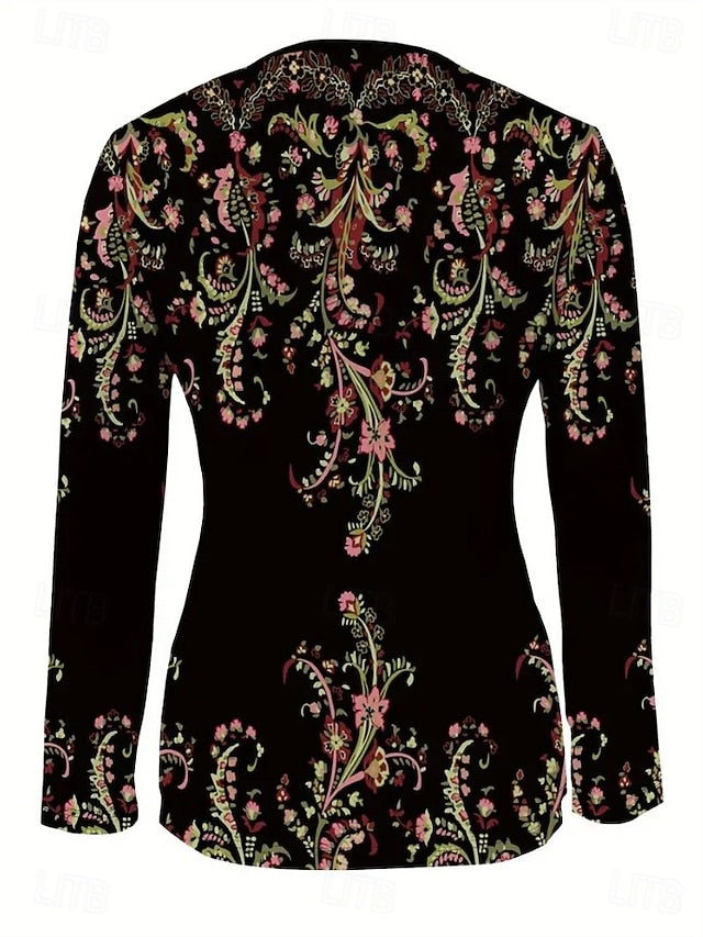 Women's T Shirt Quarter Zip Long Sleeve Casual Graphic