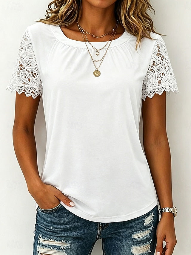 Women's Shirt Blouse Lace Tops Lace Plain Stylish Classic