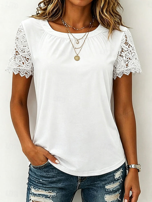 Women's Shirt Blouse Lace Tops Lace Plain Stylish Classic