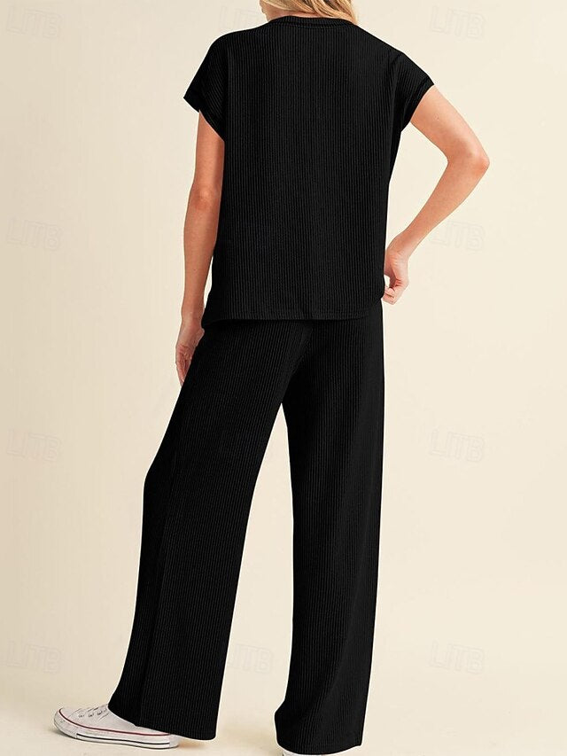 Women's Pants Sets Bolero Top Short Sleeve Crew Neck Plain