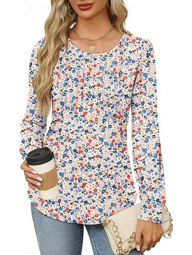 Women's Shirt Blouse Ruched Solid Color Basic Casual Long