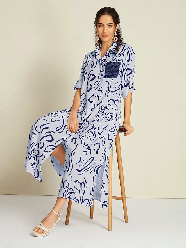 Women's Sleeveless Maxi Shirt Dress Summer A Line Shirt