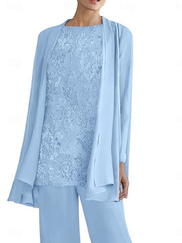 Crew of Mother Piece Dress 3 Bride Pantsuit Elegant Neck the