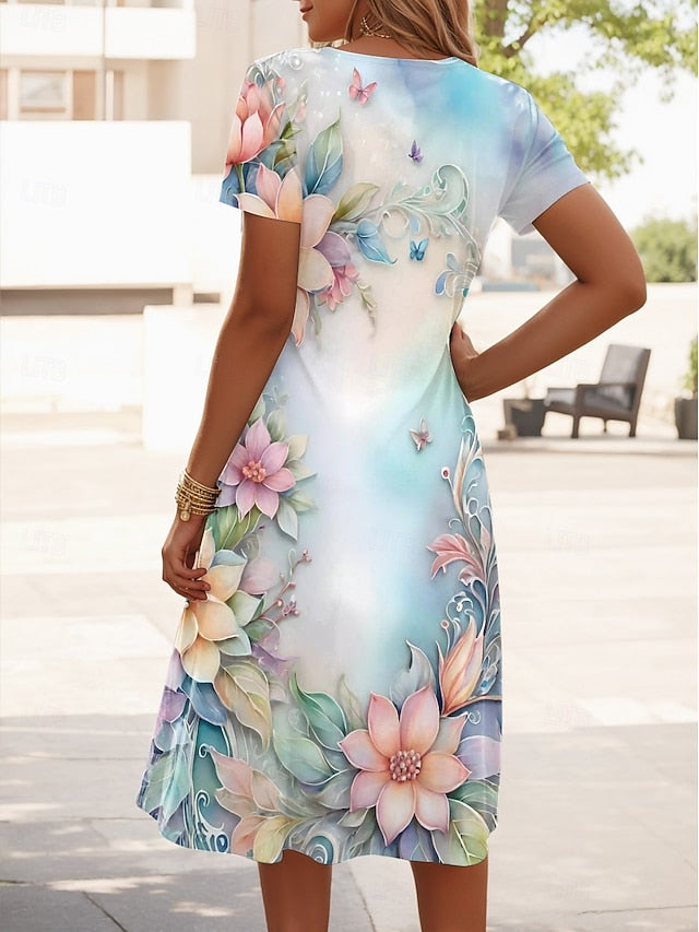 Women's Mini Dress T Shirt Dress Tee Dress Sundress A Line