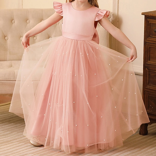 Color Party Kids Girls' Solid Dress Flower Girl