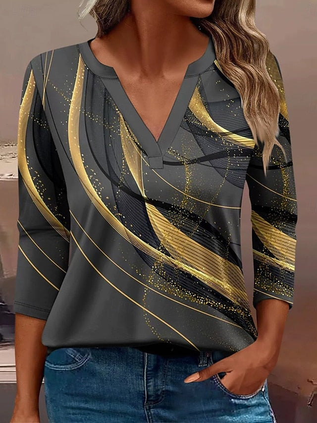 Women's T Shirt Print Graphic Geometric Abstract Vintage