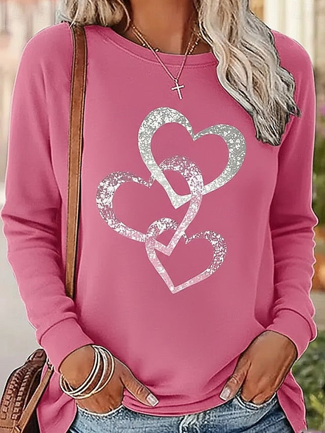 Valentine's Day Women's T Shirt Print Heart Graphic