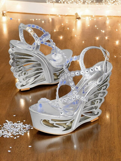 Stiletto – Women Silver Rhinestone for Sandals Elegant Dance