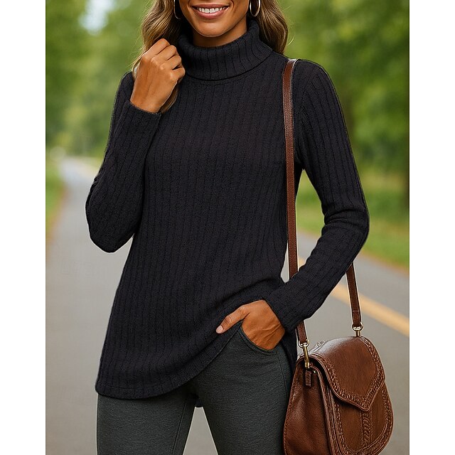 Women's Pullover Sweater Turtleneck Sweater Long Sleeve Top