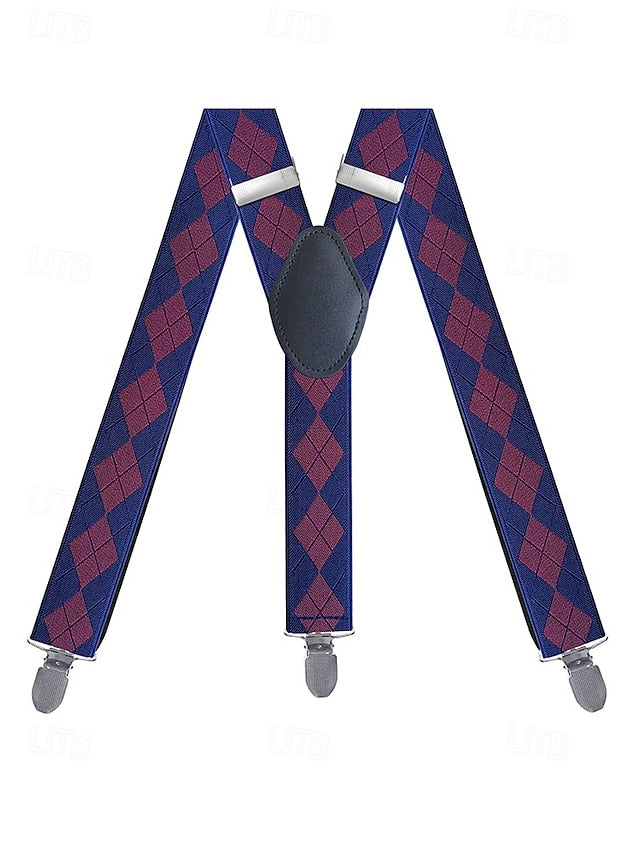 Clip-On Men's Classic Suspenders Pattern Argyle –