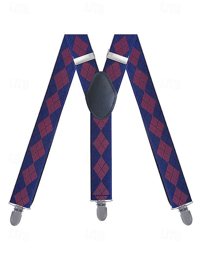 Clip-On Men's Classic Suspenders Pattern Argyle –