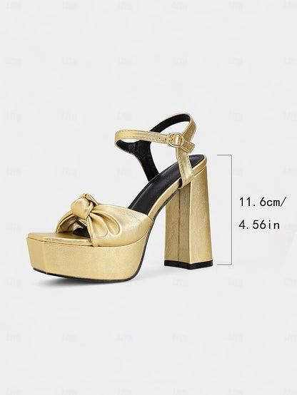 Sandals High Chunky Platform Heel Block Women's - Gold
