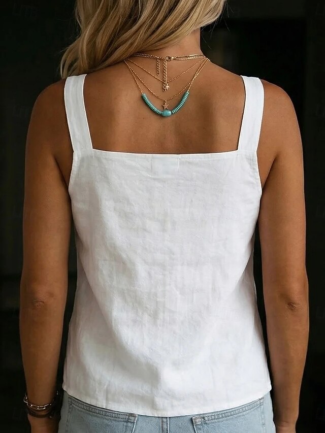 Women's T Shirt Tee Top Buttons Plain Fashion Stylish