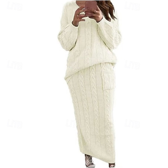 Women's Warm Fashion Streetwear Skirt Sets Bolero Top Long