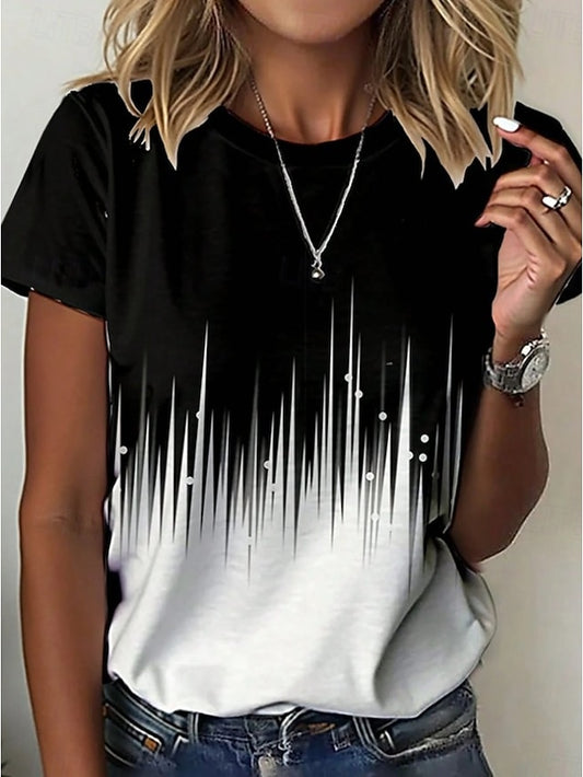 Women's T Shirt Print Ombre Graphic Color Block Vintage