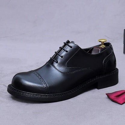 Toe Oxford Leather First Shoes- Cap Men's Genuine