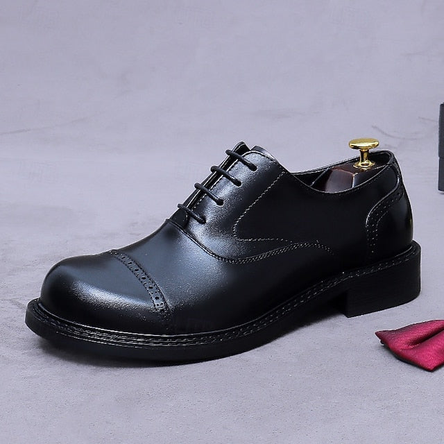 Cap First Shoes Oxford Leather Genuine Men's Toe