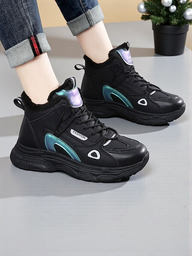 Women's Casual Winter Sneakers with Faux Fur Lining -