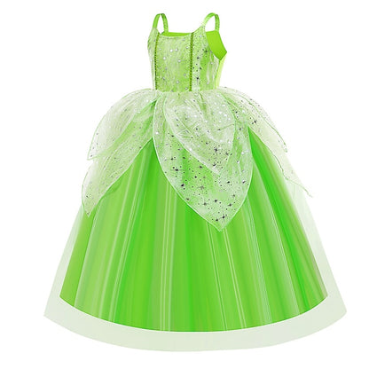Flower Dress Princess Tiana Bell Tinker Girl Fairytale Theme