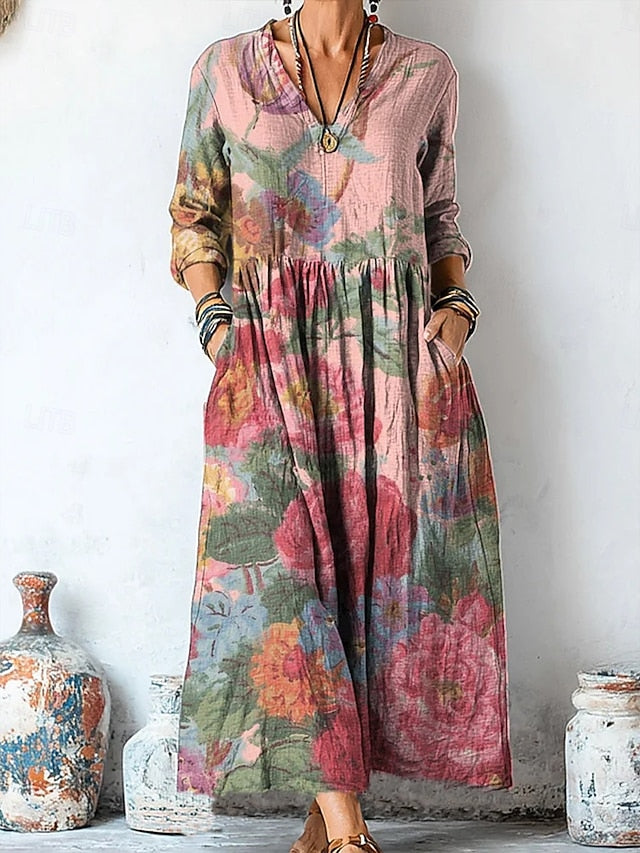Women's Midi Dress Shift Dress Casual Date Loose Fit Floral