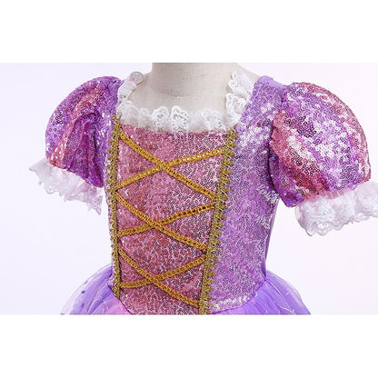 Princess Girl Dress Cosplay Rapunzel Flower Cloak