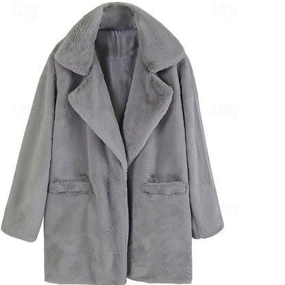 Pocket Casual Fur Warm Comfortable Coat Women's Faux