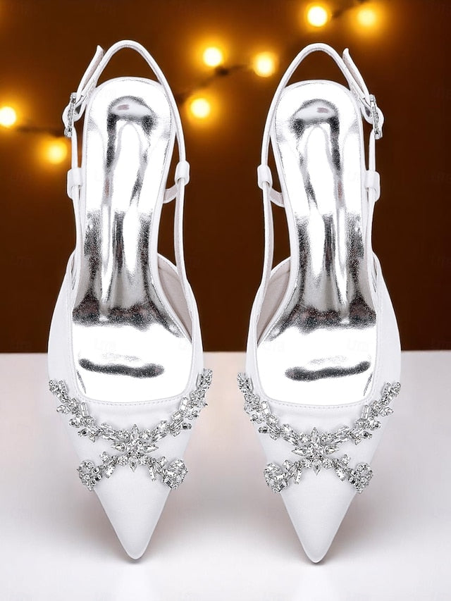 Slingback Satin Black Women's Heels