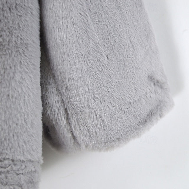 Pocket Casual Fur Warm Comfortable Coat Women's Faux