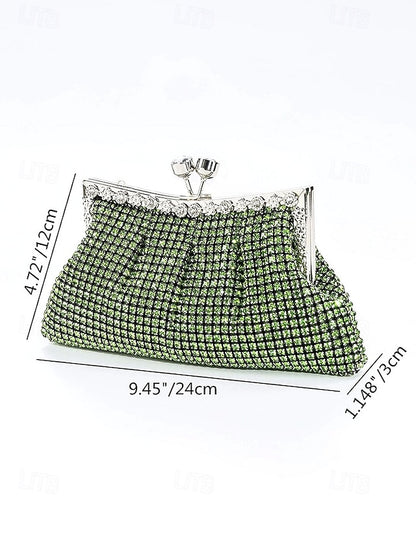 – Clutch Women's Vintage Sage Rhinestone Green Purse