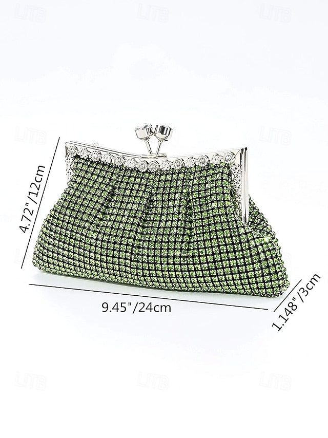 Green Women's Clutch Sage Rhinestone Vintage Purse –