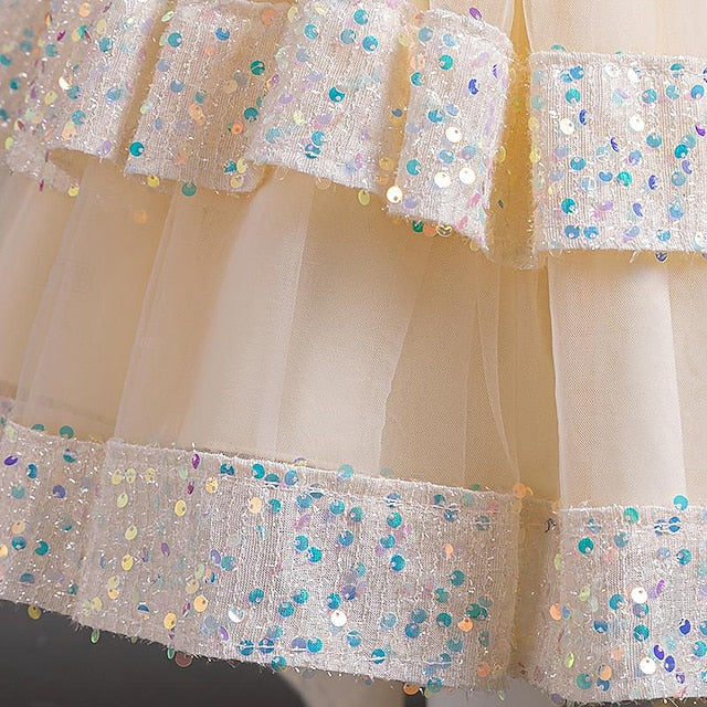 Sleeveless Flower Party Girls' Girl Sequin Kids Dress