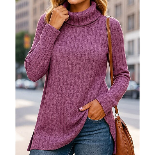 Fall Sleeve Women's Athleisure Top Turtleneck Sweater Long