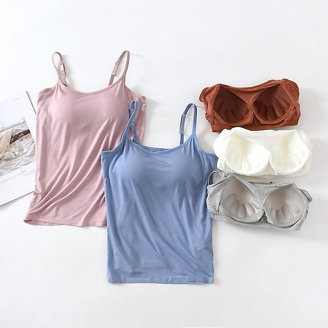 Women's Camisole Tank Top Plain Basic Sleeveless U Neck