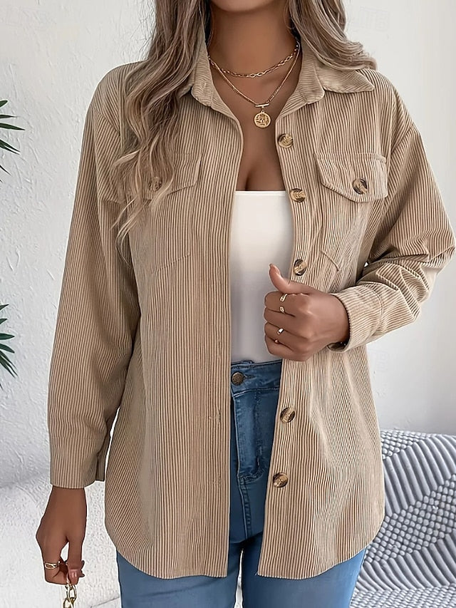 Women's Shirt Texture Blouse Blouse Pocket Buttons Plain