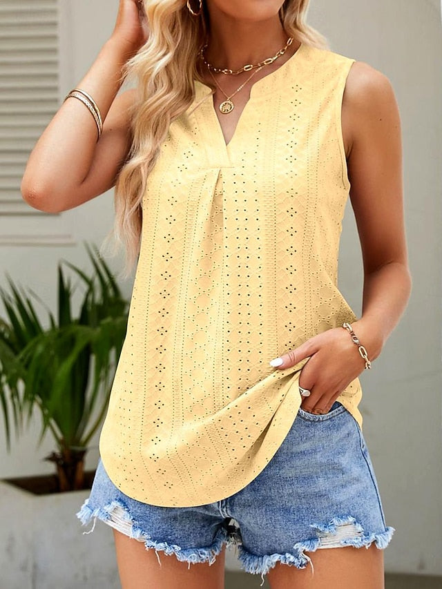 Women's Pointelle Shirt Eyelet Top Lace Shirt Short Sleeve