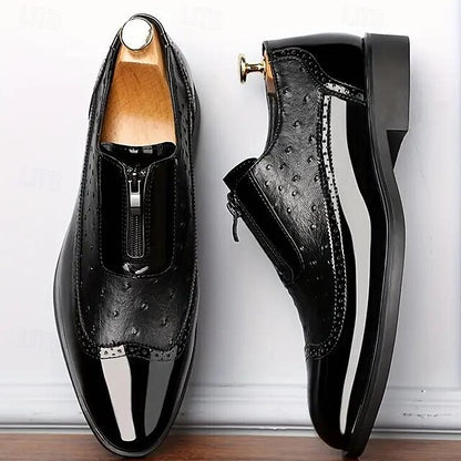 with Tan and Men's Patent Colorblock Shoes Black Formal