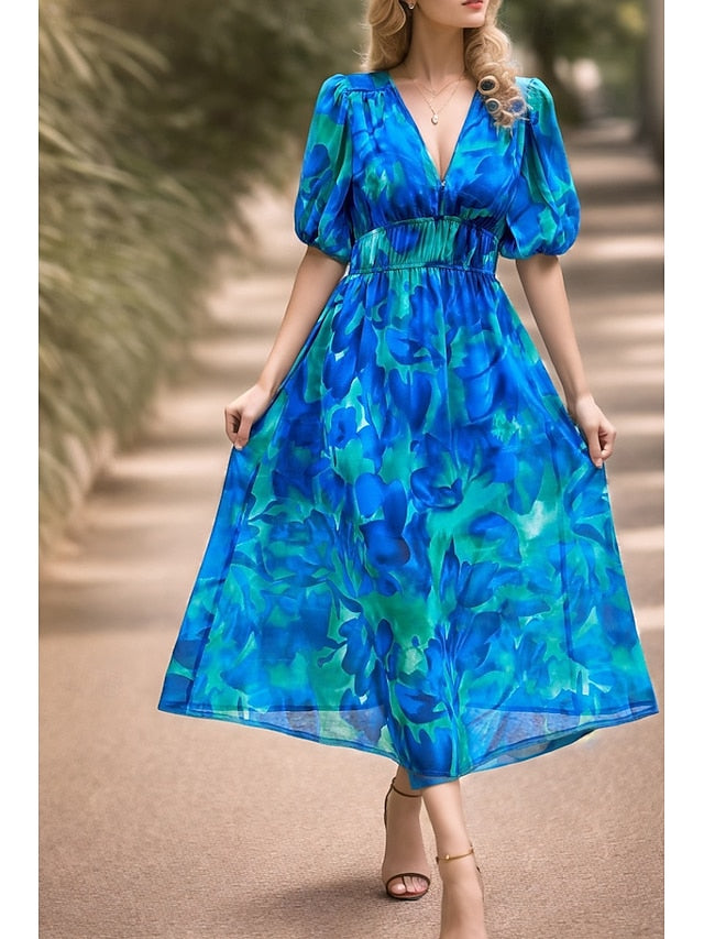 Women's Midi Dress Graduation Dress Floral Dress Fashion