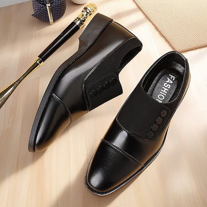 Black Classic Slip-On Shoes Button Men's Decor